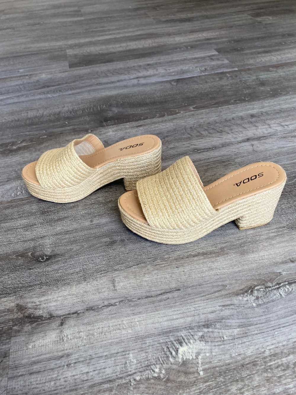 Soda Espadrille Slide Wedge Sandals 8.5